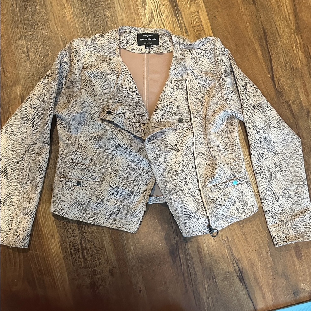 Beige Snake Print Jacket